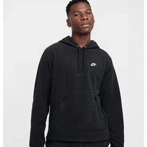 NEW Nike Club Winterized Fleece Hoodie Black Pullover Men's Size Large FZ0660
